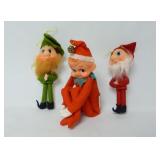 Vintage Knee Hugger Pixie Elf & (2) Standing Elves