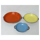 Set of 3 Vintage Enameled Pans / Cookware
