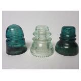 (3) Vintage Glass Electrical Insulators