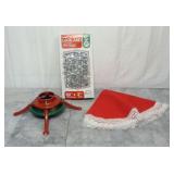 Vintage Silver Tinsel Tree Stand & Felt Tree Skirt