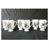 (6) Norman Rockwell Danbury Mint Porcelain Mugs