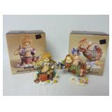 (2) Patchwork Angel Figurines ~ Resin, w/ Boxes