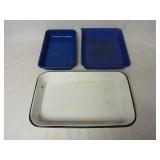 (3) Vintage Enameled Baking Pans