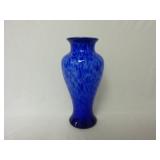 11.5" Tall Cobalt Blue & White Glass Vase