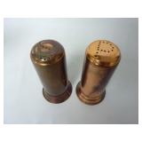Vintage Copper Salt & Pepper Shakers ~ 3.75" Tall