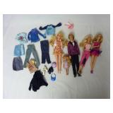 Lot of Mattel Dolls w/ Assorted Clothes