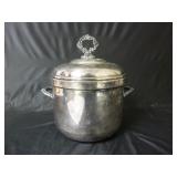 Vintage Silver Plate Ice Bucket w Milk Glass Liner