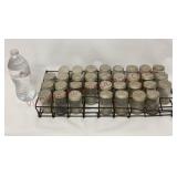 Vintage Glass Jars & Contents w Metal Holder