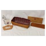 Longaberger Bread Basket w Divider, Brick & Liner