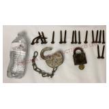 Railroad Date Nails, N&W Padlock, Yale Signal Lock