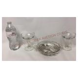 25th Anniversary Silver Overlay Bowl & Stemware
