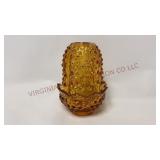 Fenton Art Glass Amber Hobnail Fair Lamp / Light
