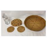 Vintage Alaskan Native American Trivets & Tray