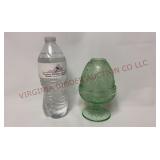 Tiara Scrolls Sandwich Glass Fairy Lamp - Green
