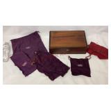 Antique Inlay Document Box & Silver Storage Bags