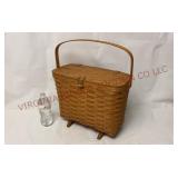 Longaberger Footed Magazine Basket w Swing Handle