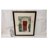 Watercolor Painting 'The Red Door' Signed Jay