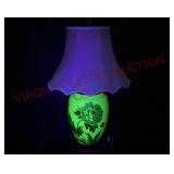 Vintage Hand Painted Custard Glass Lamp - Glows!!