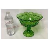 Moon & Stars Glass Pedestal Candy Dish - Green