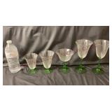 Clear Swirl Uranium Stem Stemware - 5 - Glows!