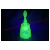 Hand Painted Fenton Custard Glass Bell - Glows!
