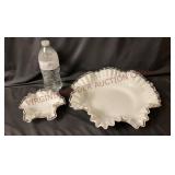 Fenton Art Glass Silver Crest 6' & 11' Bowls