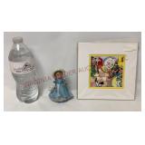 Vintage Girl Figurine & Humpty Dumpty Matted Print