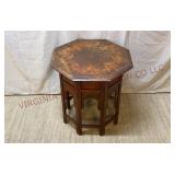 Antique Hoshiapur Brass Inlaid Octagon Table