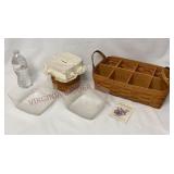 Longaberger Spoon Basket & Pantry Basket w Extras