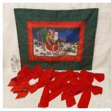 Large Santa Pillow Cover & Velvet Bows
