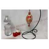 Small Santa Boot & Hand Painted Egg Ornament