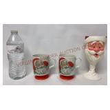 Vintage Lefton Santa Mugs & Santa Face Goblet