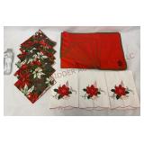 Vintage Poinsettia Placemats, Napkins & Towels