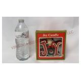 Vintage Santa JOY Christmas Candle w Box