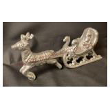 Vintage Cast Aluminum Santa in Sleigh - 6" Wide
