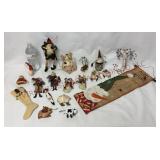 Primitive Style Ornaments & Snowman Hanging