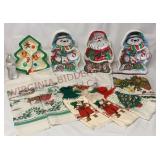 Vintage X-mas Snack Trays, Curtains, Towels, More