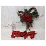 Christmas Grapevine Bow & Poinsettias