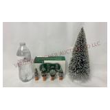 Dept 56 Holly Topiaries Set & 11" Bottlebrush Tree