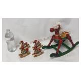 Vintage Wooden Rocking Horses - 10" & 3.5"