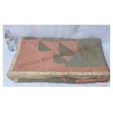 Vintage Red & Green Stripe 56"x68" Quilt