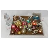 Vintage Glass & Satin Ornaments - (4) Missing Caps