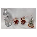 Vintage Flocked Santas & Bottlebrush Tree Ornament