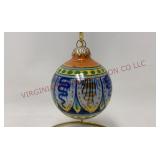 Italian Majolica Cortona Ball Ornament - Signed