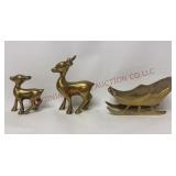 Vintage Brass Deer & Sleigh - See Desc