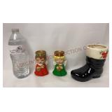 Vintage Ceramic Angel Candle Holders & Santa Boot