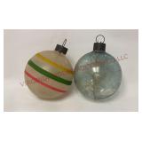Vtg US of A Unsilvered Stripe & Tinsel Ornaments