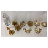 Vintage Pom Pom & Goldtone Ornaments