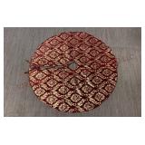 Burgundy & Gold Christmas Tree Skirt - 48" Across