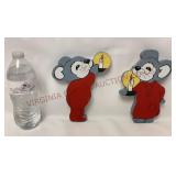 Vintage Christmas Mouse Chalkware Wall Plaques